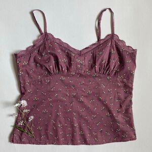 Y2K dusty mauve floral cami